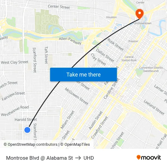 Montrose Blvd @ Alabama St to UHD map