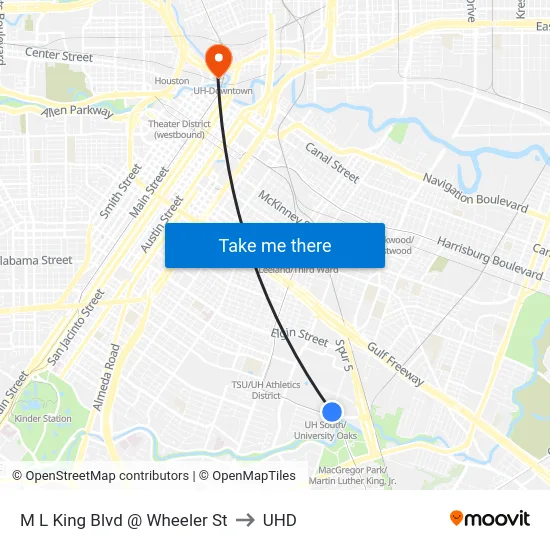 M L King Blvd @ Wheeler St to UHD map