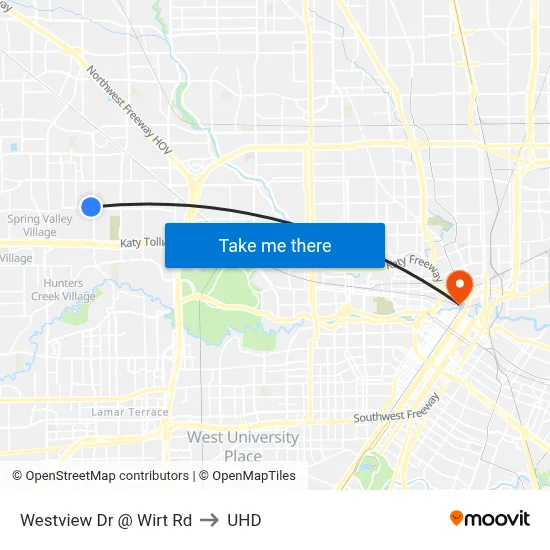 Westview Dr @ Wirt Rd to UHD map