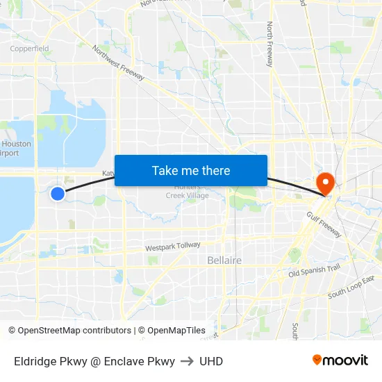 Eldridge Pkwy @ Enclave Pkwy to UHD map
