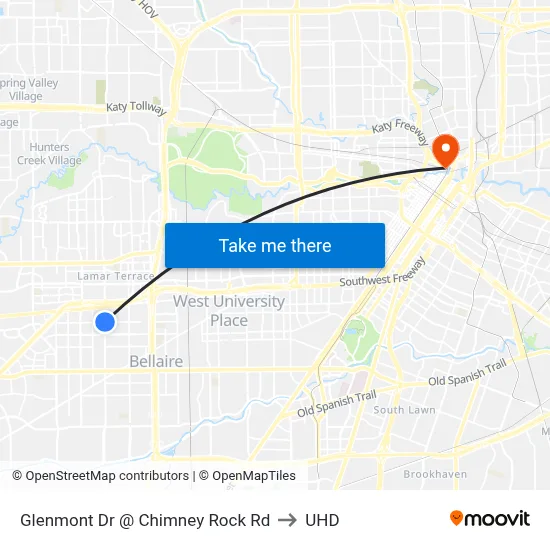 Glenmont Dr @ Chimney Rock Rd to UHD map