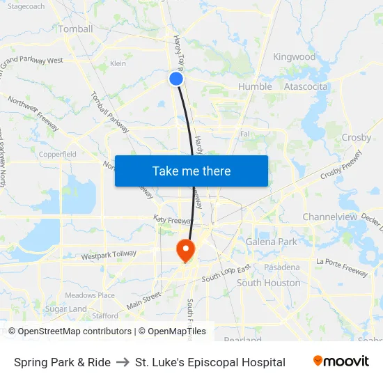 Spring Park & Ride to St. Luke's Episcopal Hospital map