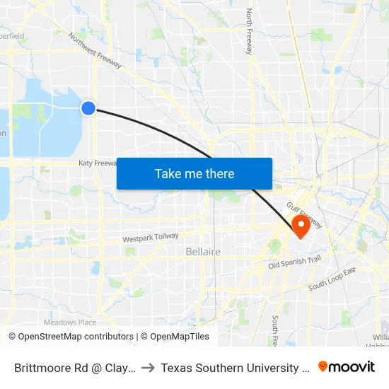 Brittmoore Rd @ Clay Rd to Texas Southern University REC map