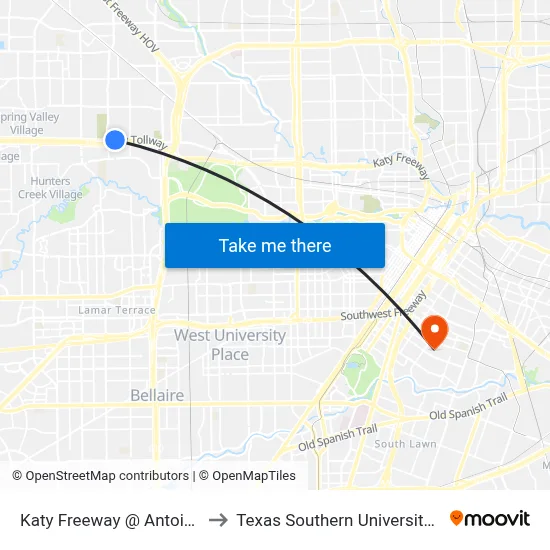 Katy Freeway @ Antoine Dr to Texas Southern University REC map