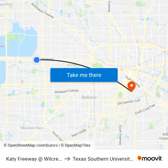 Katy Freeway @ Wilcrest Dr to Texas Southern University REC map