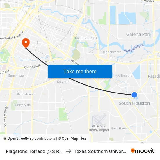 Flagstone Terrace @ S Richey St to Texas Southern University REC map