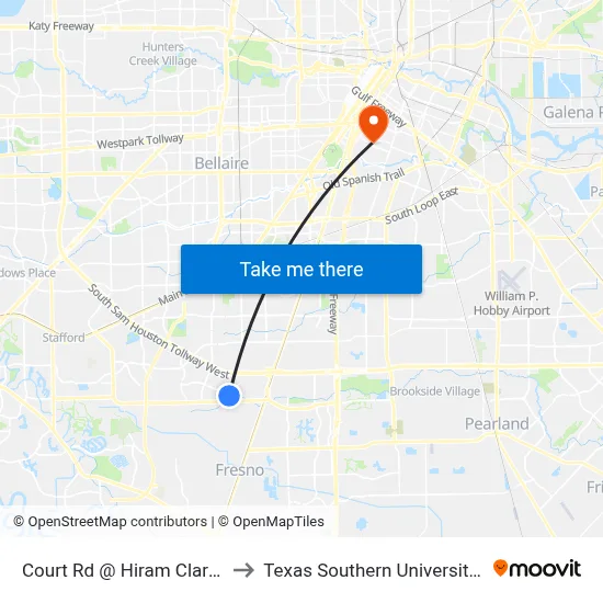 Court Rd @ Hiram Clarke Rd to Texas Southern University REC map