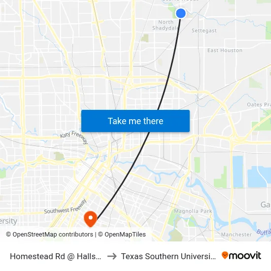 Homestead Rd @ Hallshire Dr to Texas Southern University REC map