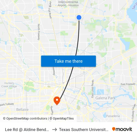 Lee Rd @ Aldine Bender Rd to Texas Southern University REC map