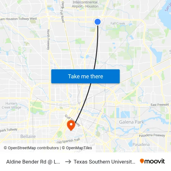 Aldine Bender Rd @ Lee Rd to Texas Southern University REC map