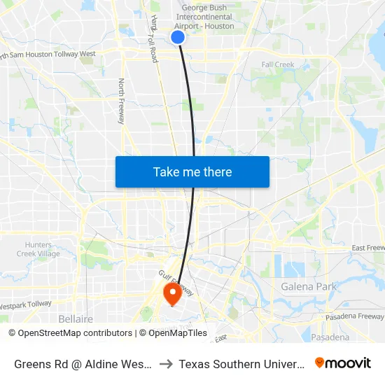 Greens Rd @ Aldine Westfield Rd to Texas Southern University REC map