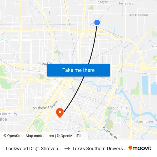 Lockwood Dr @ Shreveport Blvd to Texas Southern University REC map