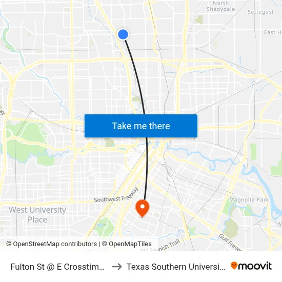 Fulton St @ E Crosstimbers St to Texas Southern University REC map