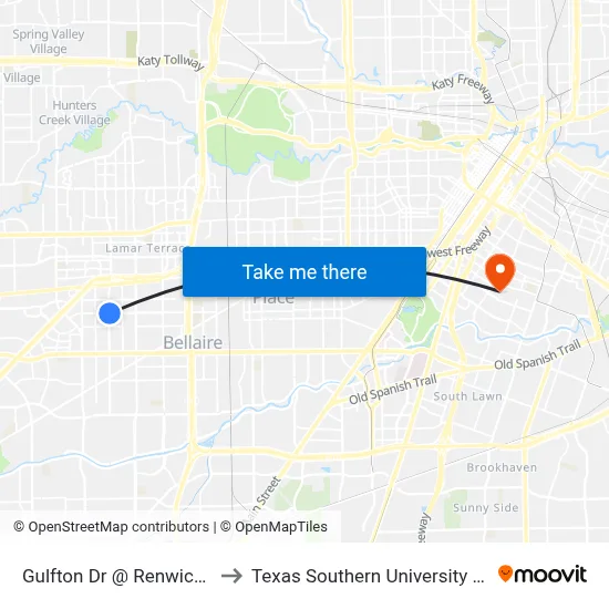 Gulfton Dr @ Renwick Dr to Texas Southern University REC map
