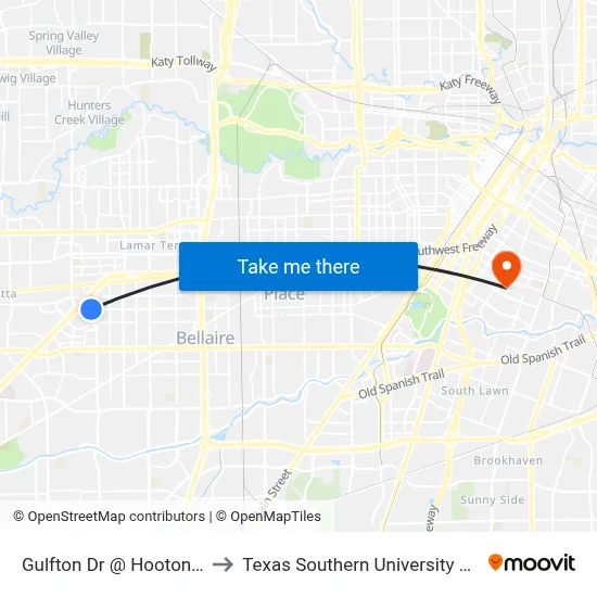 Gulfton Dr @ Hooton Dr to Texas Southern University REC map