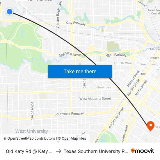 Old Katy Rd @ Katy Rd to Texas Southern University REC map