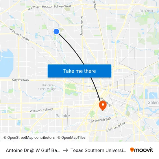 Antoine Dr @ W Gulf Bank Rd to Texas Southern University REC map