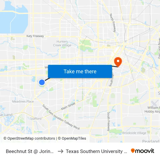 Beechnut St @ Jorine Dr to Texas Southern University REC map