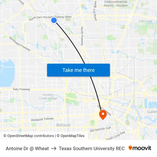 Antoine Dr @ Wheat to Texas Southern University REC map