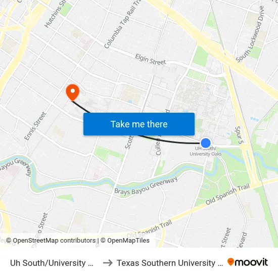 Uh South/University Oaks to Texas Southern University REC map