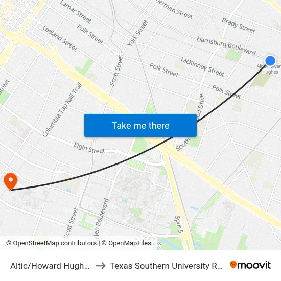Altic/Howard Hughes to Texas Southern University REC map