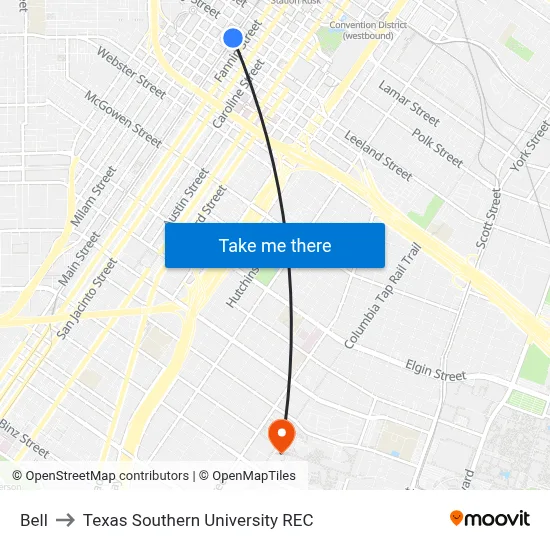 Bell to Texas Southern University REC map