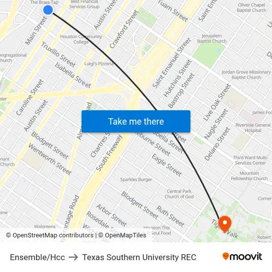 Ensemble/Hcc to Texas Southern University REC map