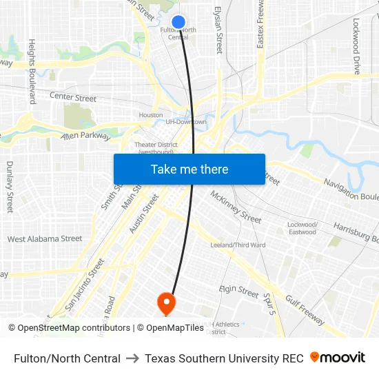 Fulton/North Central to Texas Southern University REC map