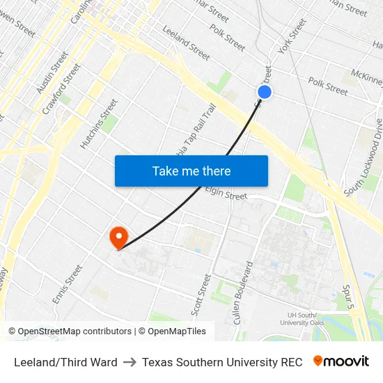 Leeland/Third Ward to Texas Southern University REC map