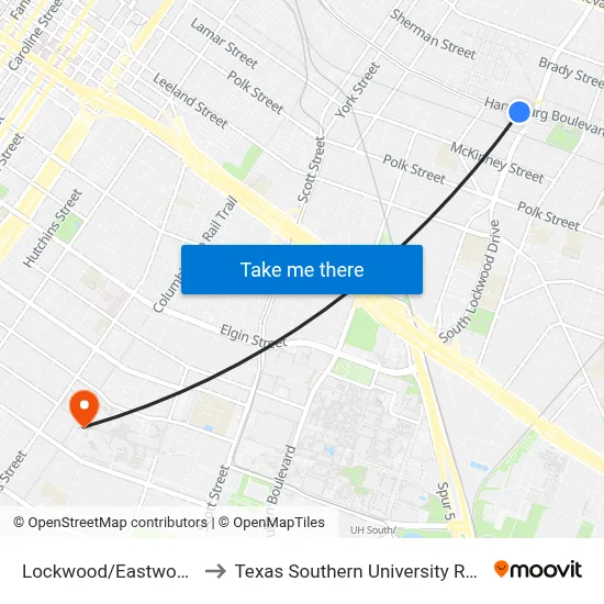 Lockwood/Eastwood to Texas Southern University REC map