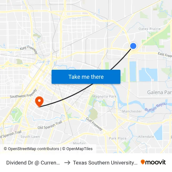 Dividend Dr @ Currency St to Texas Southern University REC map