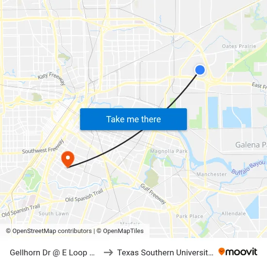 Gellhorn Dr @ E Loop N Mb1 to Texas Southern University REC map