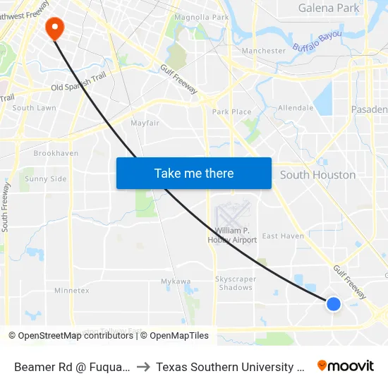 Beamer Rd @ Fuqua St to Texas Southern University REC map
