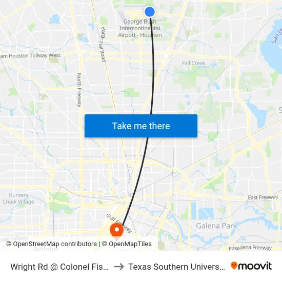 Wright Rd @ Colonel Fischer Dr to Texas Southern University REC map