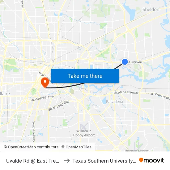 Uvalde Rd @ East Freeway to Texas Southern University REC map
