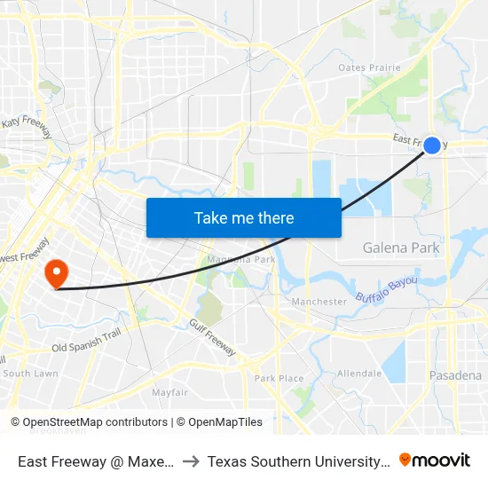East Freeway @ Maxey Rd to Texas Southern University REC map