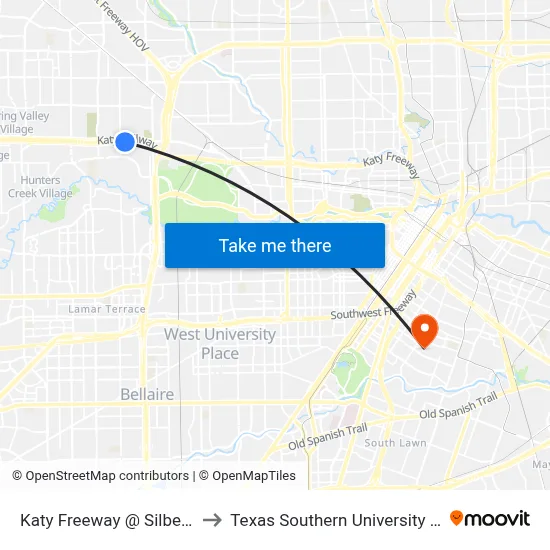 Katy Freeway @ Silber Rd to Texas Southern University REC map