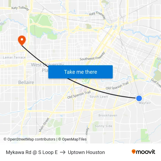 Mykawa Rd @ S Loop E to Uptown Houston map