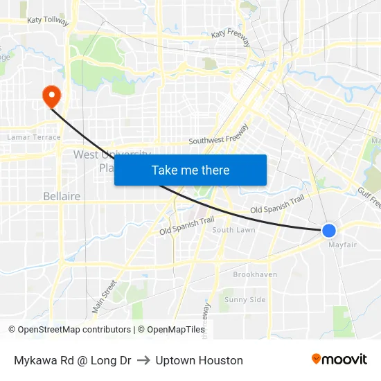 Mykawa Rd @ Long Dr to Uptown Houston map