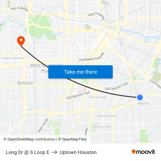 Long Dr @ S Loop E to Uptown Houston map