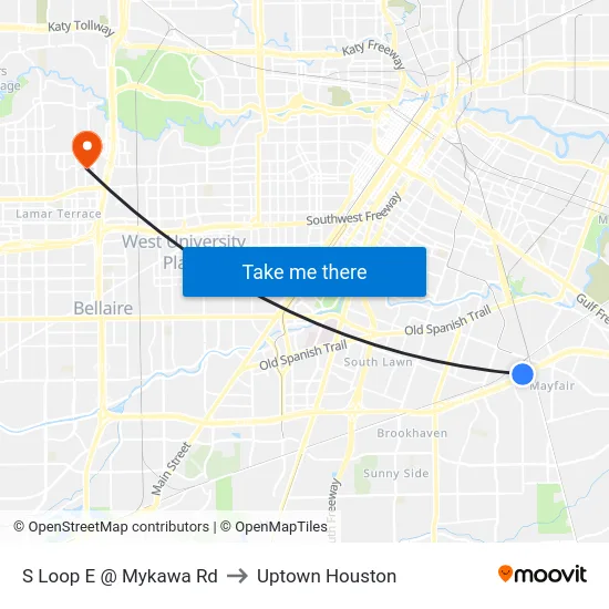 S Loop E @ Mykawa Rd to Uptown Houston map
