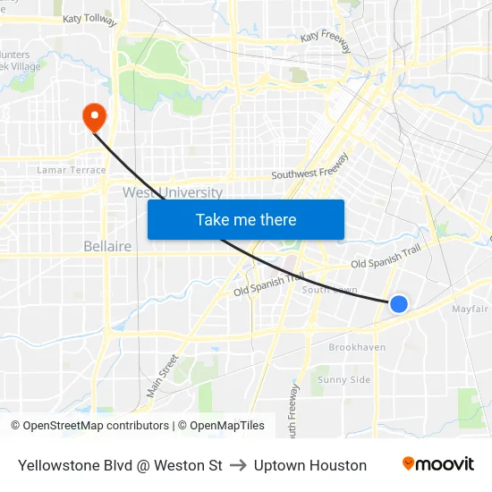 Yellowstone Blvd @ Weston St to Uptown Houston map