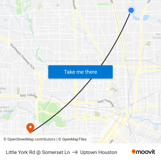 Little York Rd @ Somerset Ln to Uptown Houston map