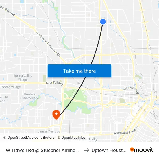 W Tidwell Rd @ Stuebner Airline Rd to Uptown Houston map