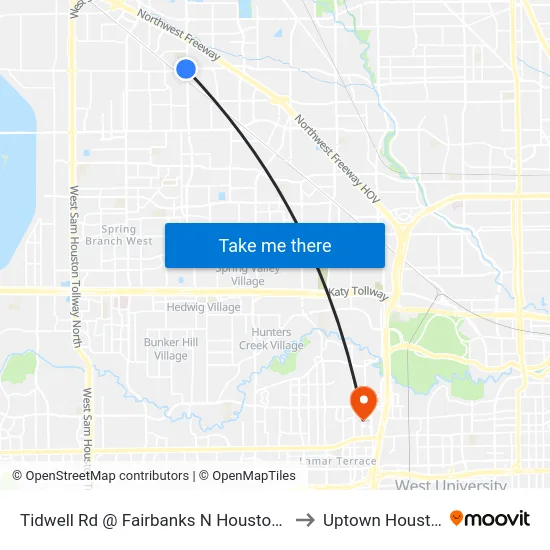 Tidwell Rd @ Fairbanks N Houston Rd to Uptown Houston map