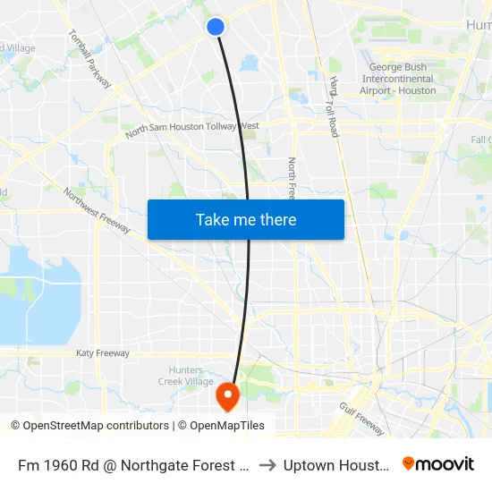 Fm 1960 Rd @ Northgate Forest Dr to Uptown Houston map