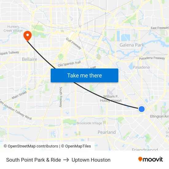 South Point Park & Ride to Uptown Houston map