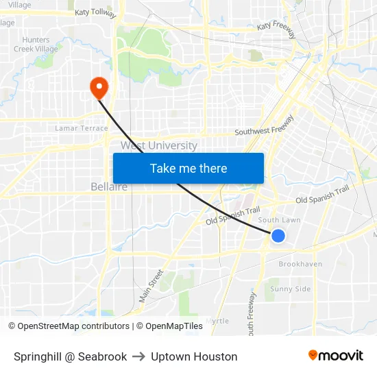 Springhill   @ Seabrook to Uptown Houston map
