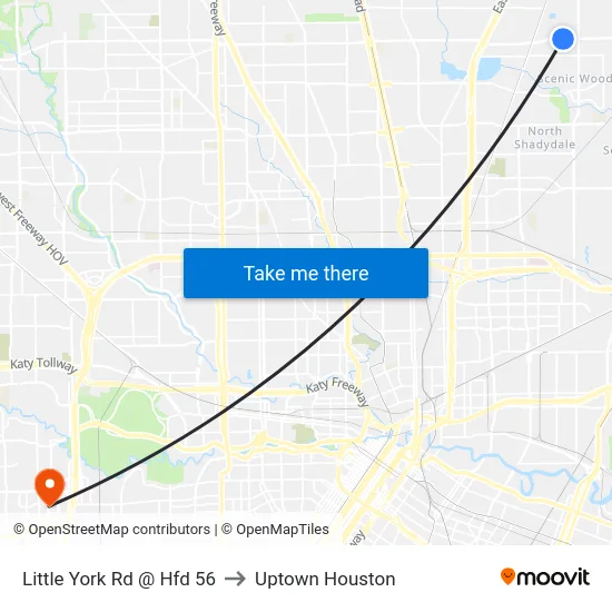 Little York Rd @ Hfd 56 to Uptown Houston map