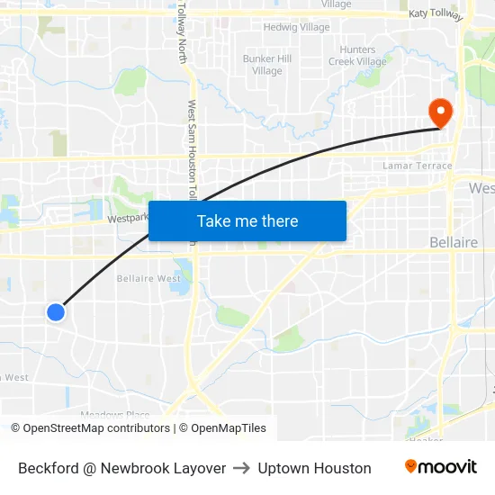 Beckford @ Newbrook Layover to Uptown Houston map